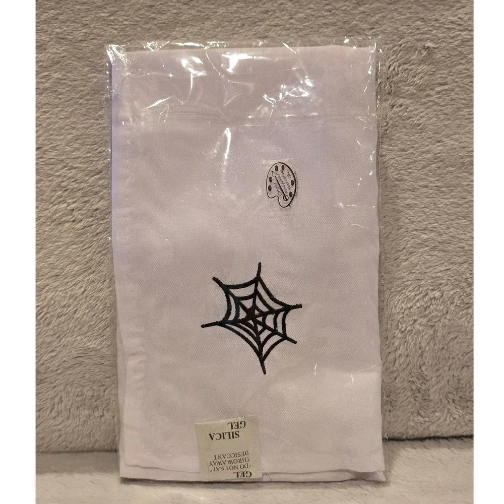 Temptations Tara Hand-Painted White Spiderweb Embroidered Textile Halloween